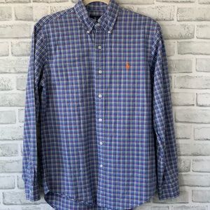 Polo Ralph Lauren Men's Plaid Blue Oxford Long Sleeve S